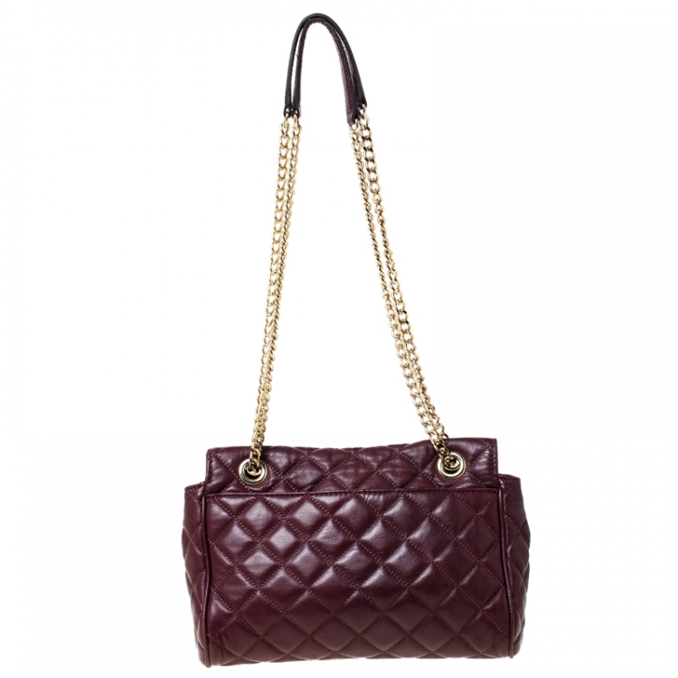 Pre Owned MICHAEL Michael Kors Burgundy Quilted Leather Shoulder Bag