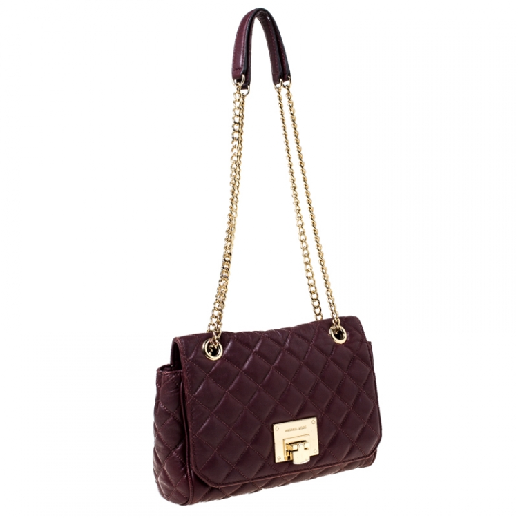 Pre Owned MICHAEL Michael Kors Burgundy Quilted Leather Shoulder Bag