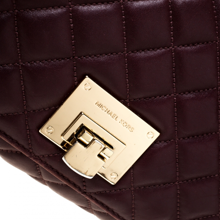 Pre Owned MICHAEL Michael Kors Burgundy Quilted Leather Shoulder Bag