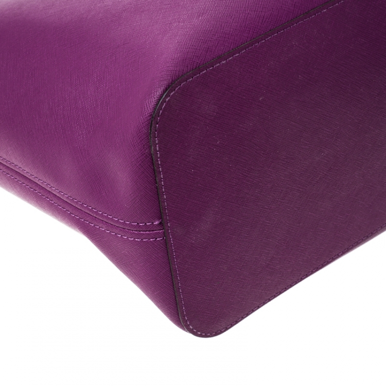 Pre Owned Michael Michael Kors Purple Saffiano Leather Jet Set Travel Tote