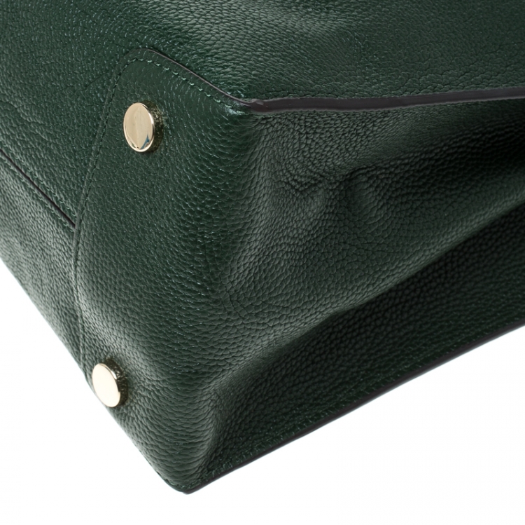 Pre Owned Michael Kors Dark Green Leather Mercer Tote