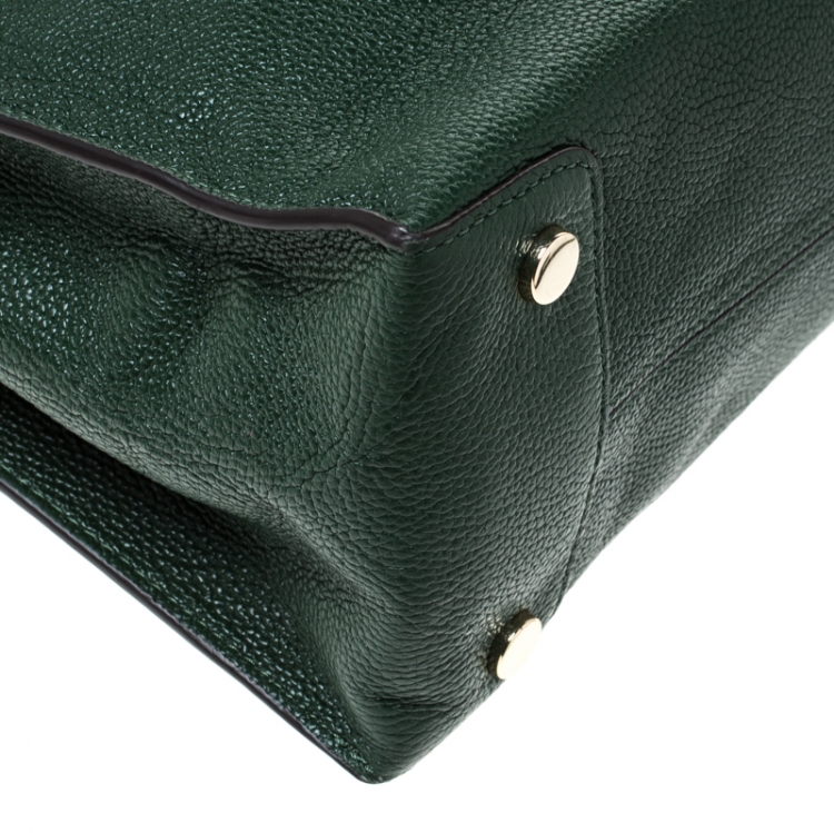 Pre Owned Michael Kors Dark Green Leather Mercer Tote