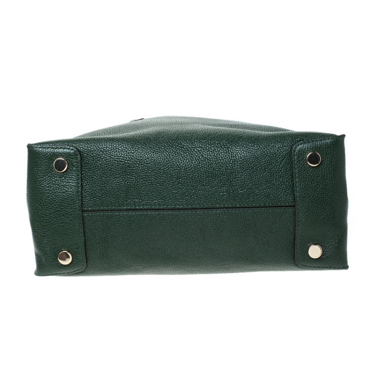 Pre Owned Michael Kors Dark Green Leather Mercer Tote
