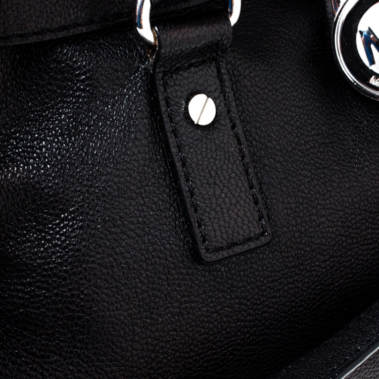 Pre Owned Michael Michael Kors Black Leather Large East West Hamilton Tote