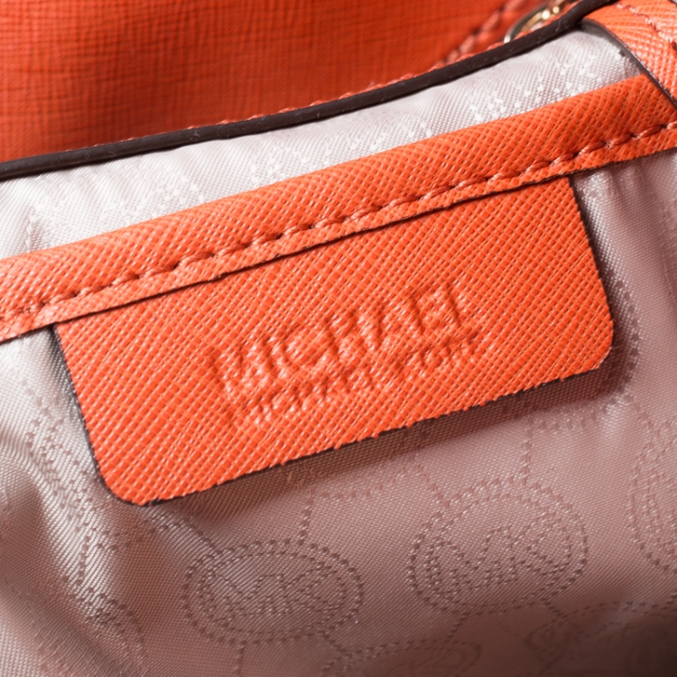 مملوكة مسبقًا MICHAEL Michael Kors Orange Saffiano Leather Large Hamilton North South Tote