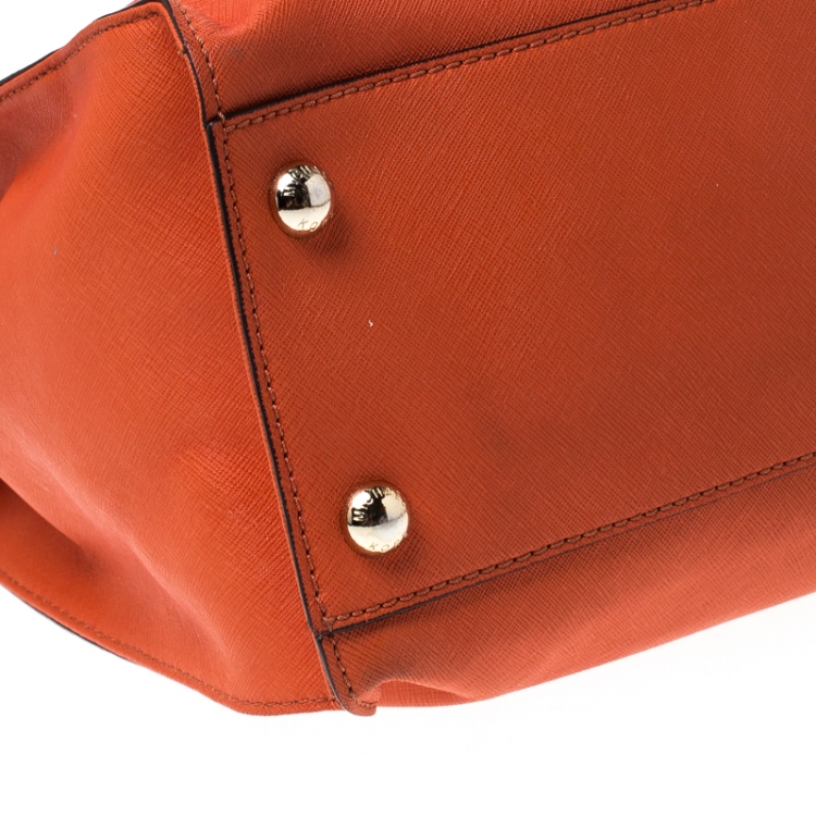 مملوكة مسبقًا MICHAEL Michael Kors Orange Saffiano Leather Large Hamilton North South Tote