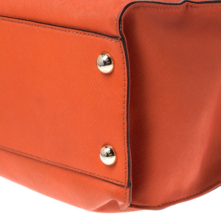 مملوكة مسبقًا MICHAEL Michael Kors Orange Saffiano Leather Large Hamilton North South Tote