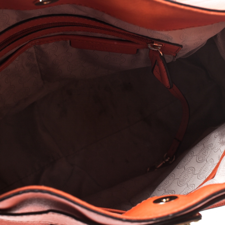 مملوكة مسبقًا MICHAEL Michael Kors Orange Saffiano Leather Large Hamilton North South Tote