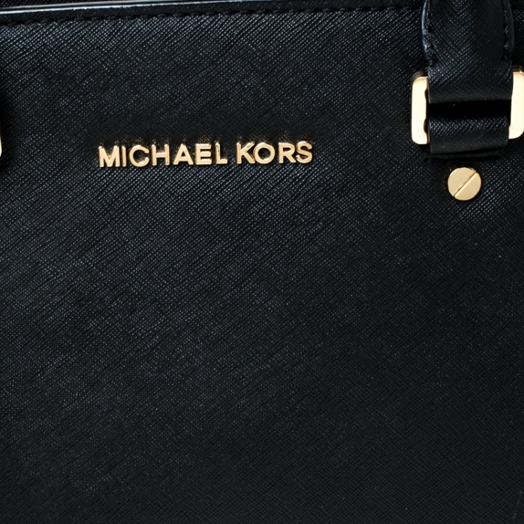 Pre Owned Michael Michael Kors Black Saffiano Leather Medium Selma Tote