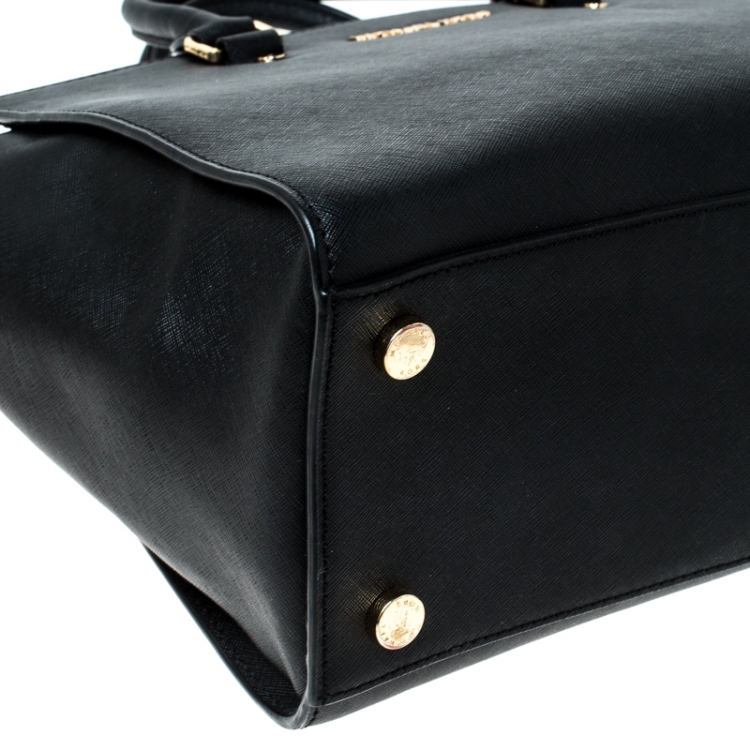 Pre Owned Michael Michael Kors Black Saffiano Leather Medium Selma Tote
