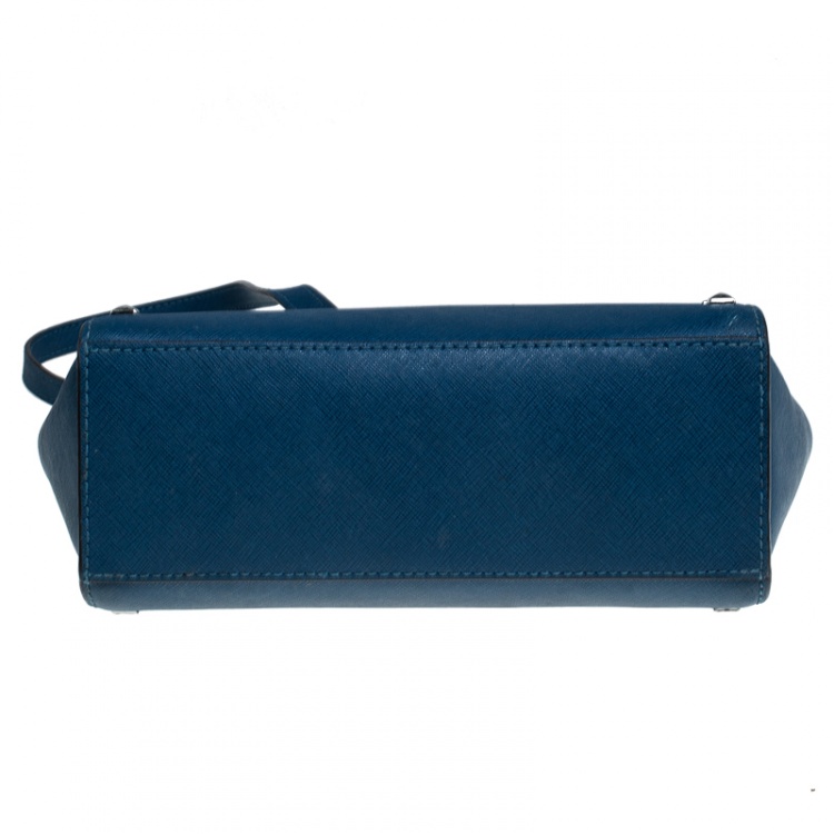 Pre Owned MICHAEL Michael Kors Blue Leather Studded Selma Crossbody Bag