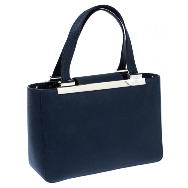 Pre Owned MICHAEL Michael Kors Navy Blue Leather Lana Tote
