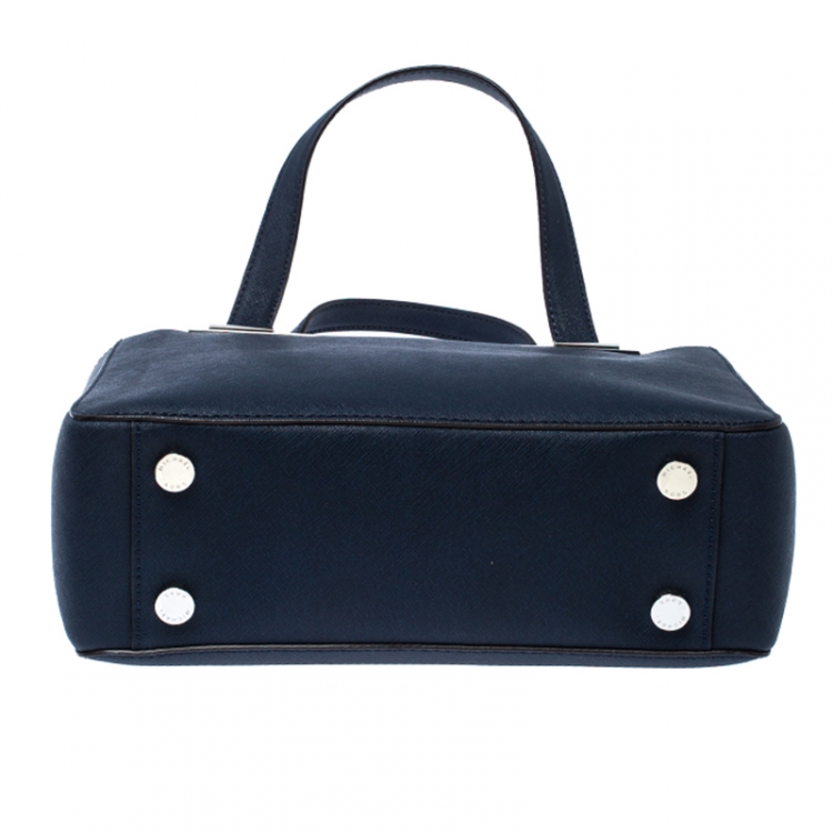 Pre Owned MICHAEL Michael Kors Navy Blue Leather Lana Tote