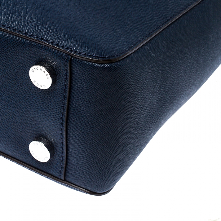 Pre Owned MICHAEL Michael Kors Navy Blue Leather Lana Tote