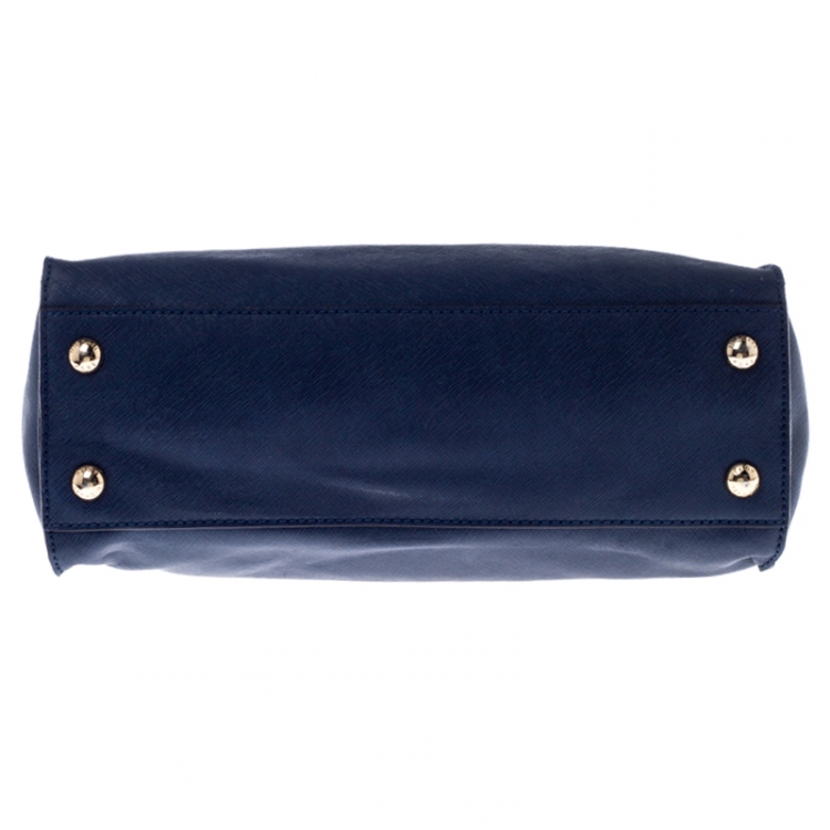 Pre Owned MICHAEL Michael Kors Navy Blue Leather Hamilton Tote