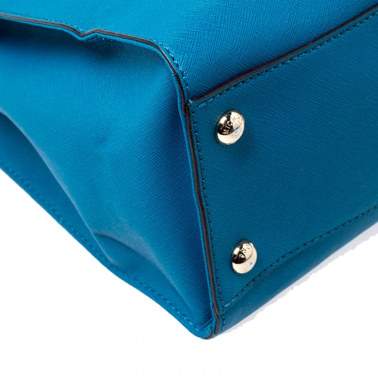 Pre Owned MICHAEL Michael Kors Blue Saffiano Leather Large Hamilton North South Tote