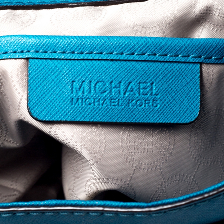 Pre Owned MICHAEL Michael Kors Blue Saffiano Leather Large Hamilton North South Tote