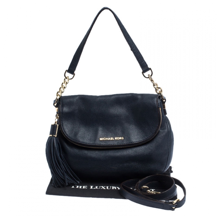 Pre Owned  MICHAEL Michael Kors Navy Blue Leather Bedford Tassle Shoulder Bag