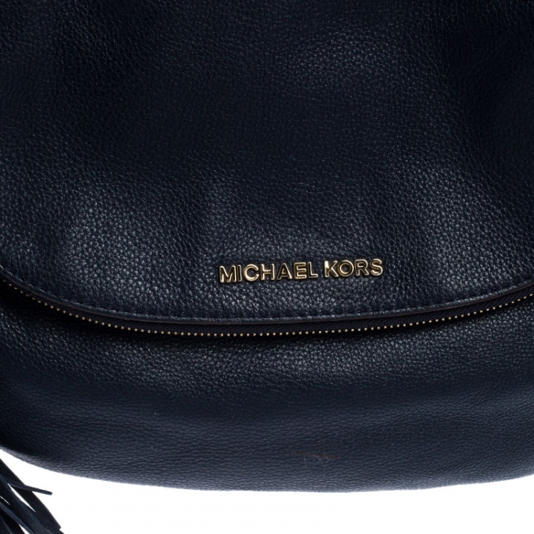 Pre Owned  MICHAEL Michael Kors Navy Blue Leather Bedford Tassle Shoulder Bag