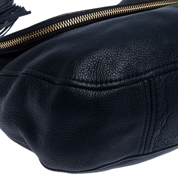 Pre Owned  MICHAEL Michael Kors Navy Blue Leather Bedford Tassle Shoulder Bag