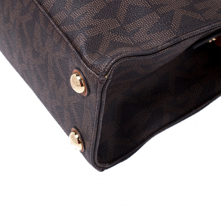 Pre Owned MICHAEL Michael Kors Brown Signature Coated Canvas Hamilton Tote