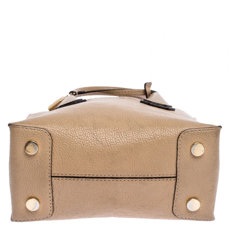 Pre Owned Michael Michael Kors Beige Leather Mini Mercer Tote