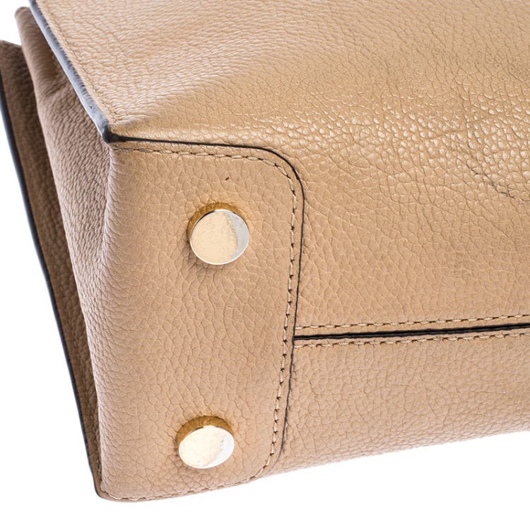 Pre Owned Michael Michael Kors Beige Leather Mini Mercer Tote
