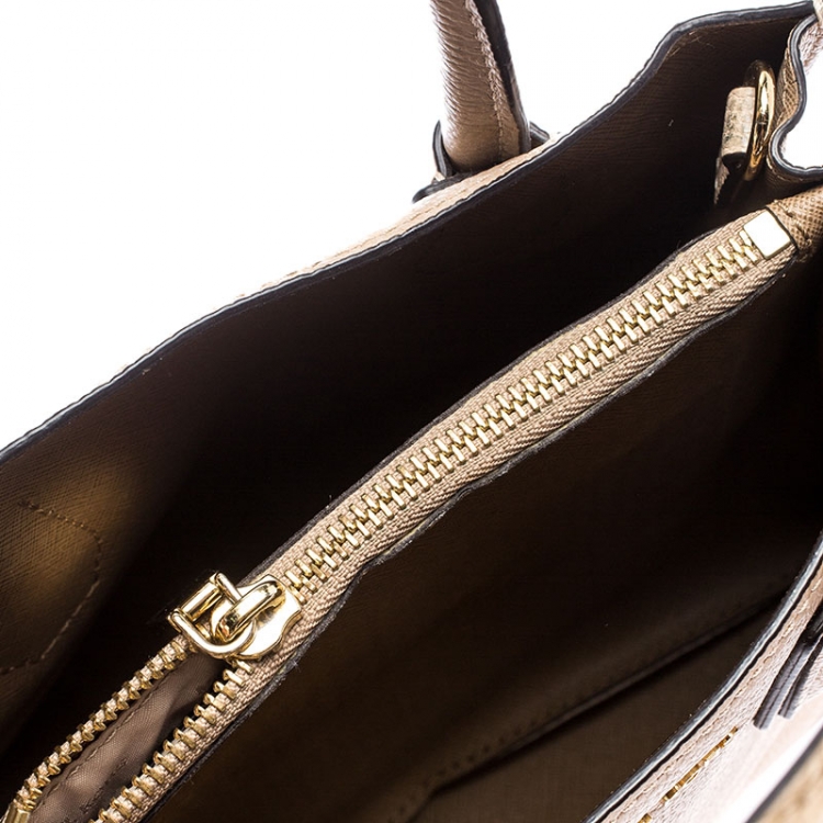 Pre Owned Michael Michael Kors Beige Leather Mini Mercer Tote