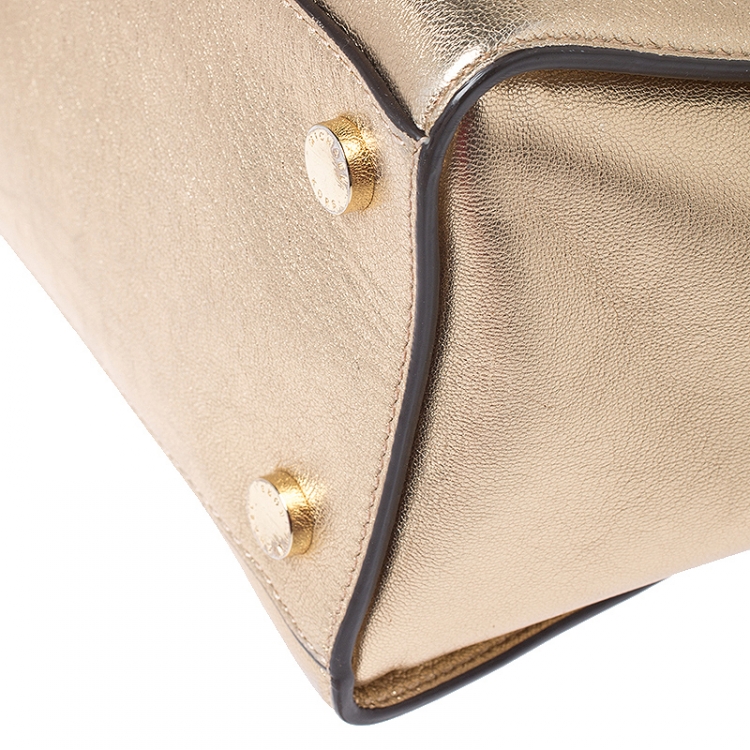 Pre Owned MICHAEL Michael Kors Metallic Gold Leather Large Selma Tote