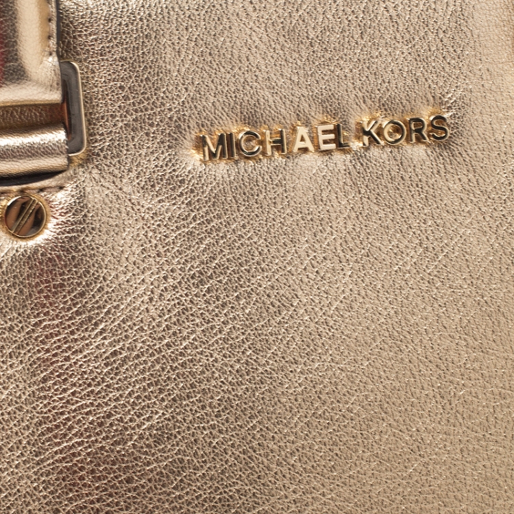 Pre Owned MICHAEL Michael Kors Metallic Gold Leather Large Selma Tote