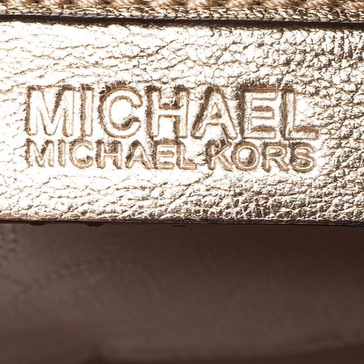 Pre Owned MICHAEL Michael Kors Metallic Gold Leather Large Selma Tote