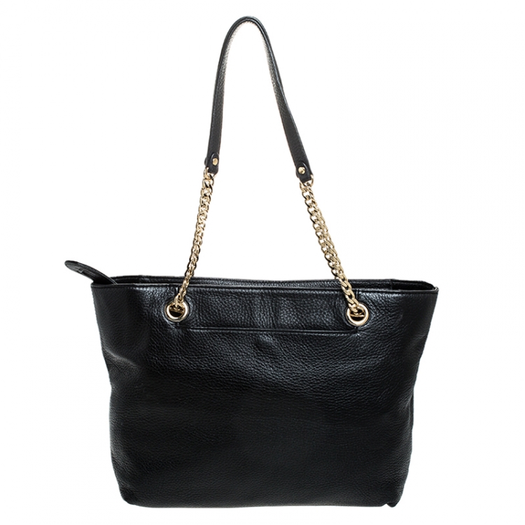 Pre Owned MICHAEL Michael Kors Black Leather Jet Set Chain Tote