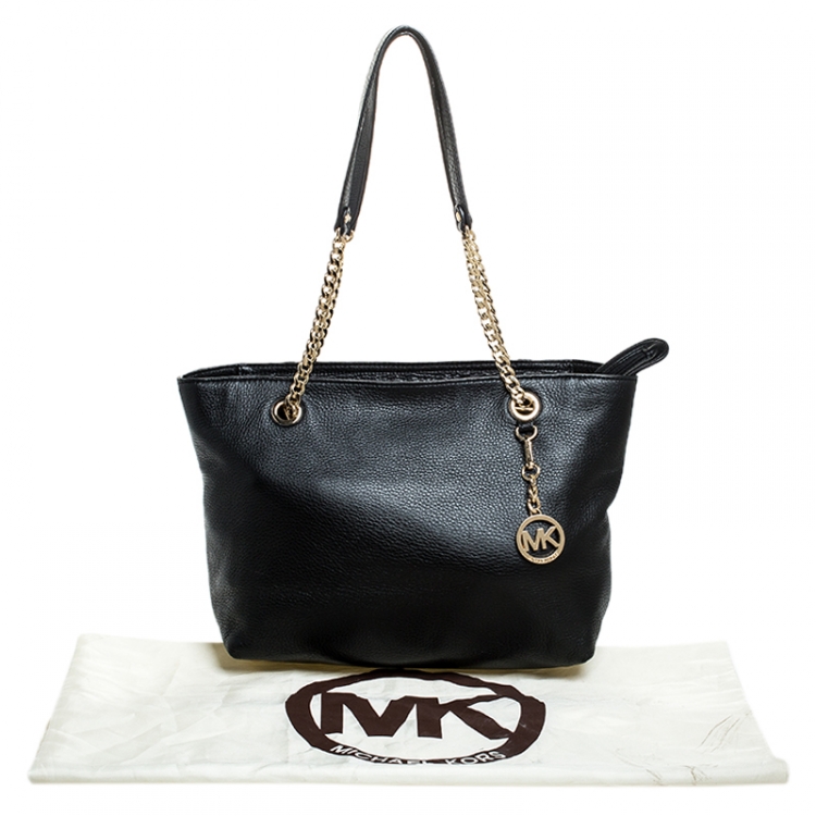 Pre Owned MICHAEL Michael Kors Black Leather Jet Set Chain Tote