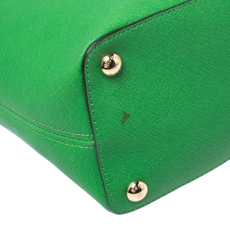 Pre Owned MICHAEL Michel Kors Green Leather Jet Set Scarf Tote