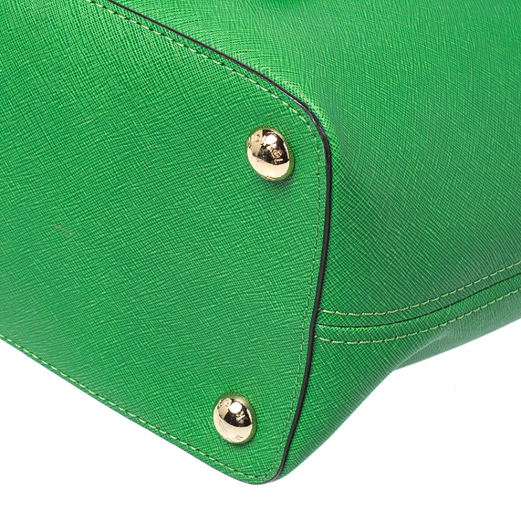 Pre Owned MICHAEL Michel Kors Green Leather Jet Set Scarf Tote