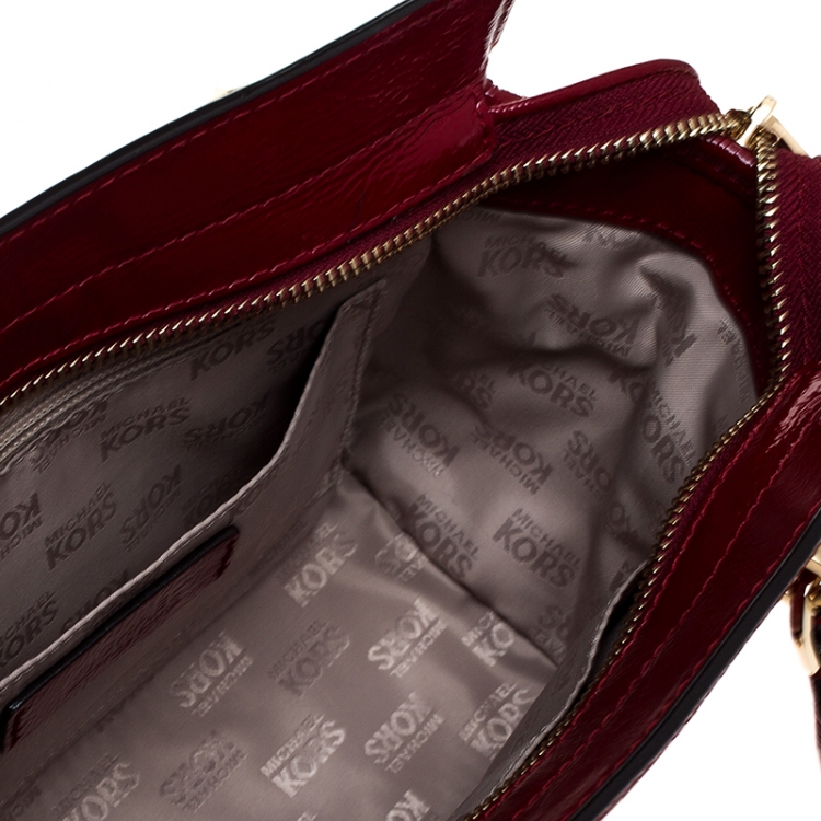 Pre Owned MICHAEL Michael Kors Red Patent Leather Vivianne Satchel
