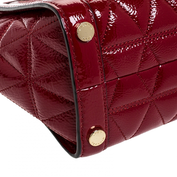 Pre Owned MICHAEL Michael Kors Red Patent Leather Vivianne Satchel