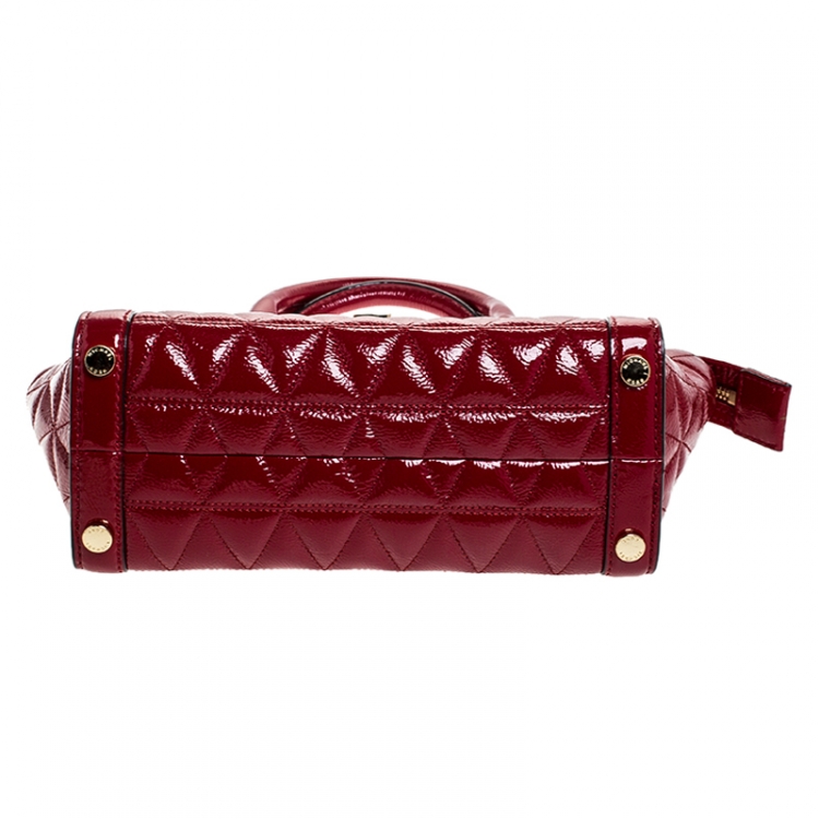 Pre Owned MICHAEL Michael Kors Red Patent Leather Vivianne Satchel