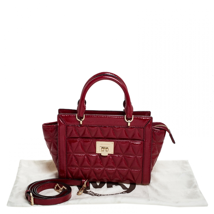 Pre Owned MICHAEL Michael Kors Red Patent Leather Vivianne Satchel