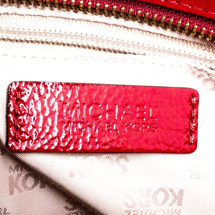 Pre Owned MICHAEL Michael Kors Red Patent Leather Vivianne Satchel