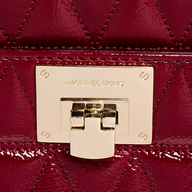 Pre Owned MICHAEL Michael Kors Red Patent Leather Vivianne Satchel