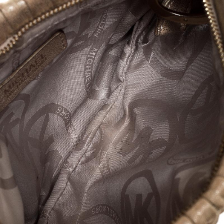 Pre Owned MICHAEL Michael Kors Metallic Gold Pleated Leather Clutch