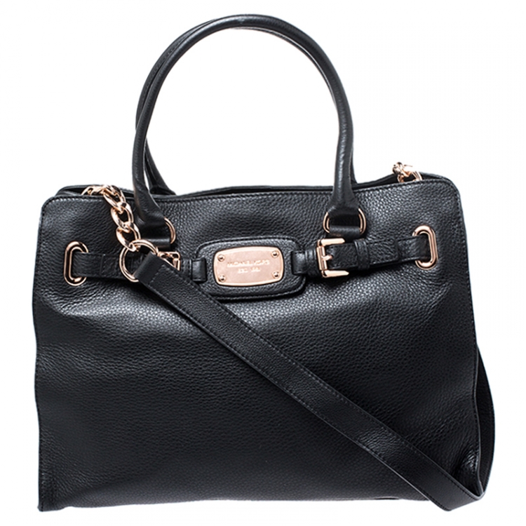Pre Owned MICHAEL Michael Kors Black Leather Hamilton Tote