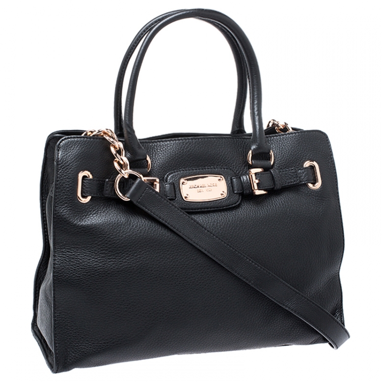 Pre Owned MICHAEL Michael Kors Black Leather Hamilton Tote