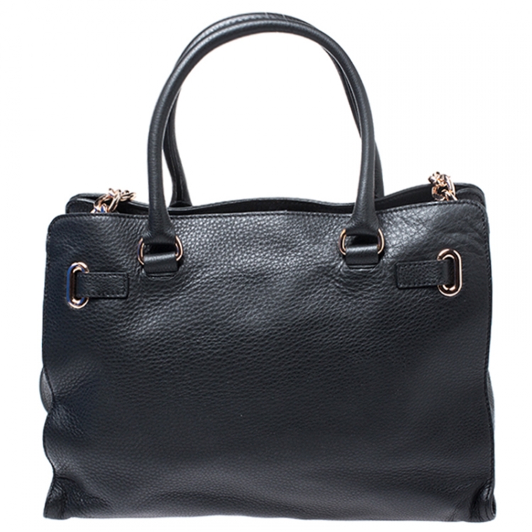Pre Owned MICHAEL Michael Kors Black Leather Hamilton Tote