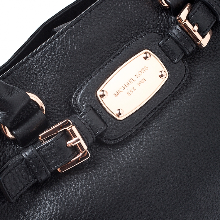 Pre Owned MICHAEL Michael Kors Black Leather Hamilton Tote