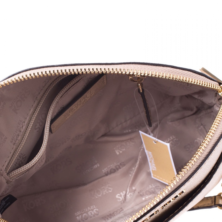 Pre Owned MICHAEL Michael Kors Gold Leather Emmy Crossbody Bag