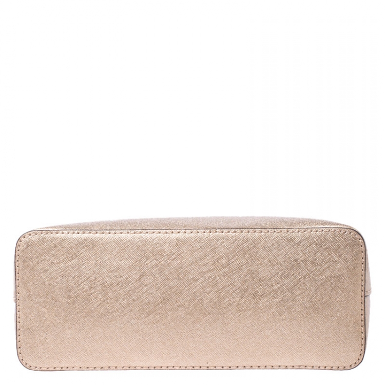 Pre Owned MICHAEL Michael Kors Gold Leather Emmy Crossbody Bag