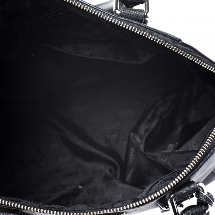 Pre Owned Michael Michael Kors Black Leather Large Ciara Zip Tote 
