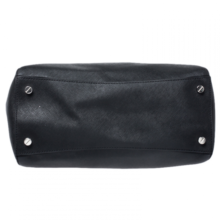 Pre Owned Michael Michael Kors Black Leather Large Ciara Zip Tote 